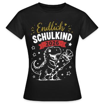 Endlich Schulkind 2026 Dino - Frauen T-Shirt - Schwarz - Vorne - AI Model Female 172 dark (172cm)