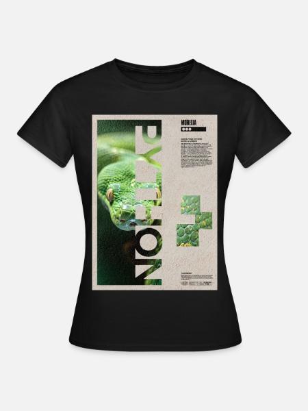 Green Tree Python Porträt - Frauen T-Shirt - Schwarz