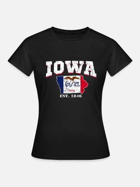 Iowa Flagge - Frauen T-Shirt - Schwarz