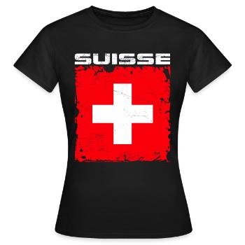 Suisse Fan - T-shirt Femme - noir - Devant - AI Model Female 172 dark (172cm)