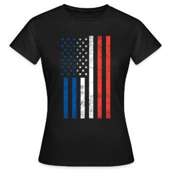 Drapeau français américain - T-shirt Femme - noir - Devant - AI Model Female 172 dark (172cm)