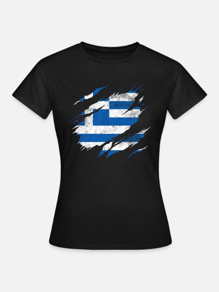 Griechenland Flagge - Frauen T-Shirt - Schwarz