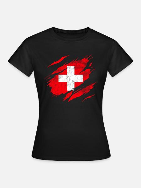 Schweiz Flagge - Frauen T-Shirt - Schwarz