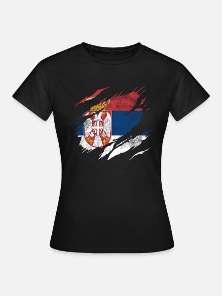Manteau drapeau Serbie - T-shirt Femme - noir