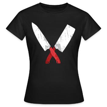 Couteau de chef croisé - T-shirt Femme - noir - Devant - AI Model Female 172 dark (172cm)