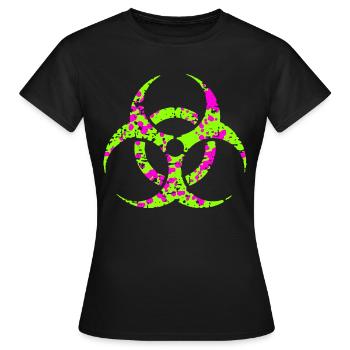 Neon Techno Tekk Biological Risk Party Logo - Women's T-Shirt - black - Front - AI Model Female 172 dark (172cm)