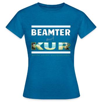 Beamter auf Kur Ladies Strand Urlaub - Frauen T-Shirt - Antikblaues Saphir meliert - Vorne - AI Model Female 172 dark (172cm)