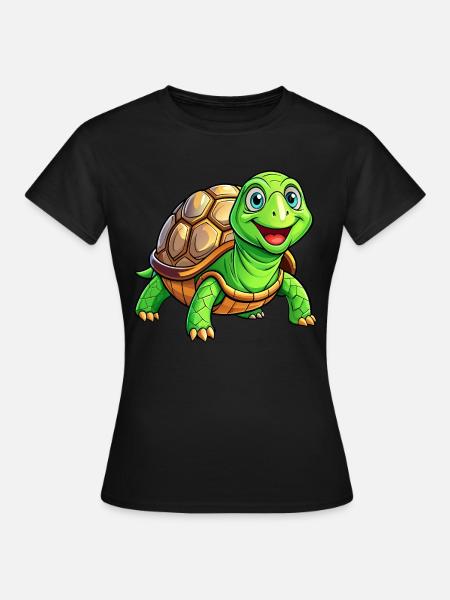 Mega süße Schildkröte - Frauen T-Shirt - Schwarz