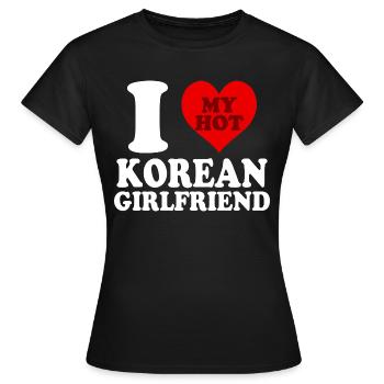 J’aime ma copine coréenne Funny Heart - T-shirt Femme - noir - Devant - AI Model Female 172 dark (172cm)