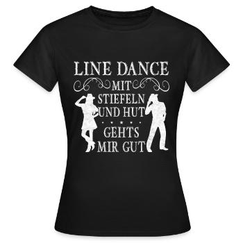 Linedance Bekleidung Damen Country Line dance - Frauen T-Shirt - Schwarz - Vorne - AI Model Female 172 dark (172cm)