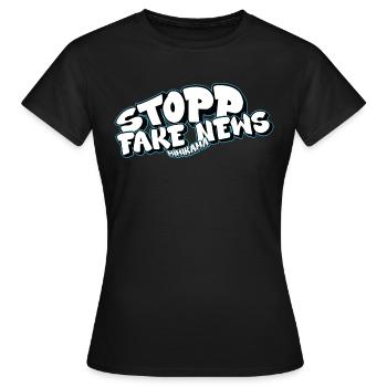 Stopp Fake News - Frauen T-Shirt - Schwarz - Vorne - AI Model Female 172 dark (172cm)