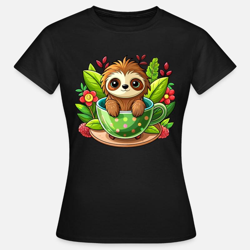 Sloth in cup - Women's T-Shirt - black