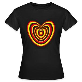 Deutschlandfahne mit viel Herz. - Frauen T-Shirt - Schwarz - Vorne - AI Model Female 172 dark (172cm)