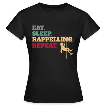 Manger dormir En rappel Répéter - T-shirt Femme - noir - Devant - AI Model Female 172 dark (172cm)