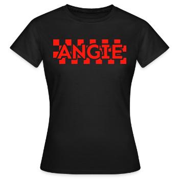 Damier Texte Prénom Femme Nom Angie - T-shirt Femme - noir - Devant - AI Model Female 172 dark (172cm)
