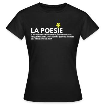 POESIE. Zitat - Frauen T-Shirt - Schwarz - Vorne - AI Model Female 172 dark (172cm)