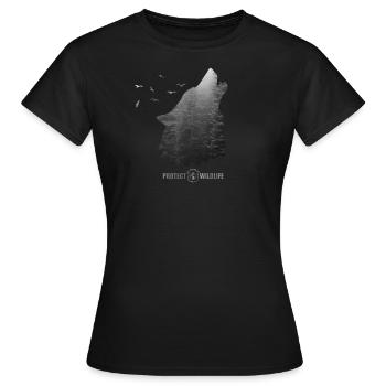 Protect Wildlife - Environmental Protection - Wolf silhouette - Women's T-Shirt - black - Front - AI Model Female 172 dark (172cm)