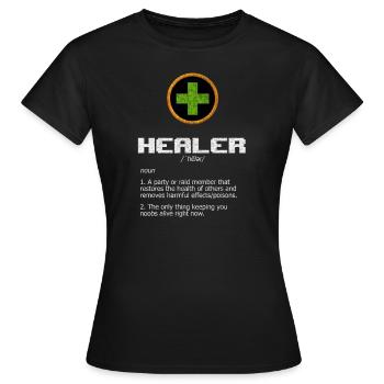 Funny role playing game MMO MMORPG Healer roles - Women's T-Shirt - black - Front - AI Model Female 172 dark (172cm)