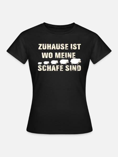 Zuhause Ist Wo Meine Schafe Sind | Lustiges Schaf - Frauen T-Shirt - Schwarz