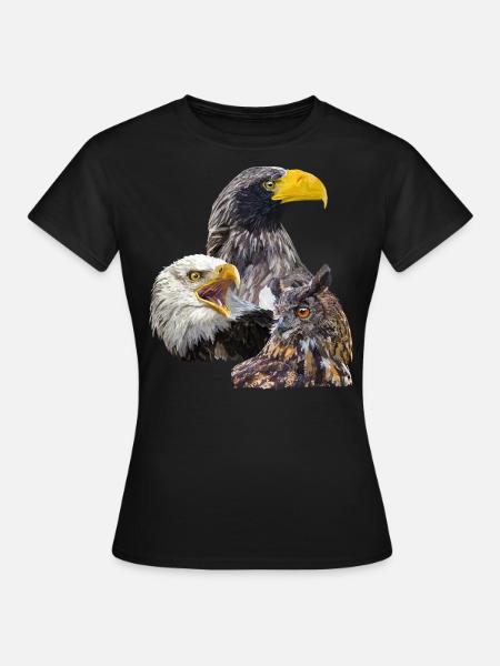 Pigargos und Eule - Frauen T-Shirt - Schwarz