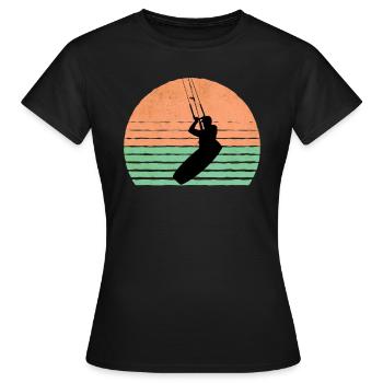 Retro Sunset Kite Surfer - Kitesurfing Kitesurfen - Women's T-Shirt - black - Front - AI Model Female 172 dark (172cm)