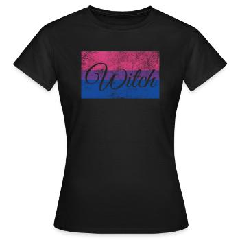 Bi Witch - Lesbian - Bi Flag - Bi Witch Flag - Frauen T-Shirt - Schwarz - Vorne - AI Model Female 172 dark (172cm)