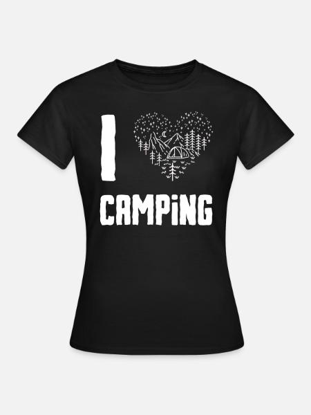 Ich liebe Camping - Frauen T-Shirt - Schwarz