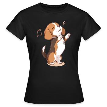 Funny Dancing Dog Dance Contest Beagle Lie - Women's T-Shirt - black - Front - AI Model Female 172 dark (172cm)