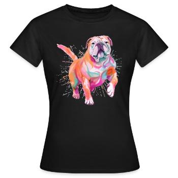 Dancing Dogs Bulldog Lover Funny - Women's T-Shirt - black - Front - AI Model Female 172 dark (172cm)