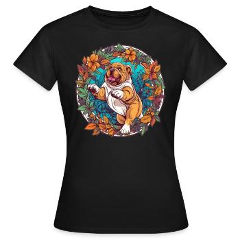 Flora Bulldog Lover Dancing Dog - Women's T-Shirt - black - Front - AI Model Female 172 dark (172cm)
