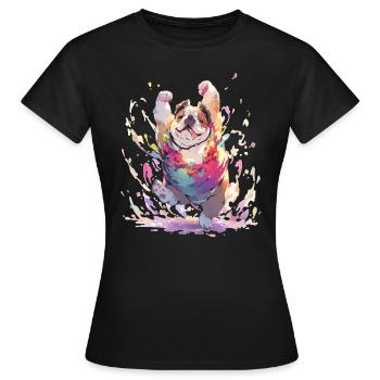 Cheerful Bulldog Funny Dog Dance Contest - Women's T-Shirt - black - Front - AI Model Female 172 dark (172cm)