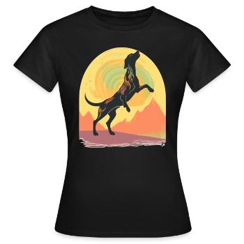 Retro Dancing Dachshund Dog Dachshund - Women's T-Shirt - black - Front - AI Model Female 172 dark (172cm)