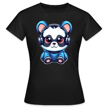 EDM Party Festival Rave Panda - T-shirt Femme - noir - Devant - AI Model Female 172 dark (172cm)