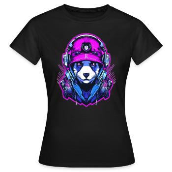 Festival d’été des mélomanes Cyberpunk Rave Panda - T-shirt Femme - noir - Devant - AI Model Female 172 dark (172cm)