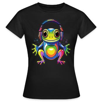 Raver Frog Party Summer Festival - Women's T-Shirt - black - Front - AI Model Female 172 dark (172cm)