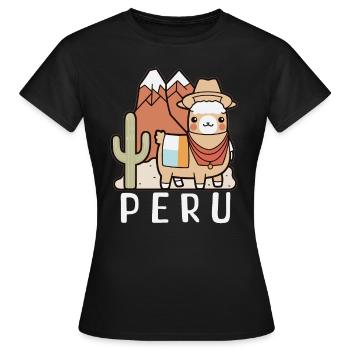 Retro Alpaca Traveler Peru Lover Lima - Women's T-Shirt - black - Front - AI Model Female 172 dark (172cm)