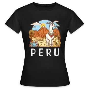 Alpaca Travel to Lima South America Peru - Women's T-Shirt - black - Front - AI Model Female 172 dark (172cm)
