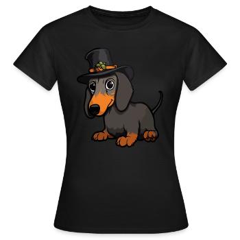 Halloween Dackel Hunde Kostüm Halloween Party - Frauen T-Shirt - Schwarz - Vorne - AI Model Female 172 dark (172cm)