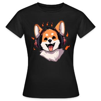 Hunde Liebhaber Happy Corgi Dj EDM Festival Raver - Frauen T-Shirt - Schwarz - Vorne - AI Model Female 172 dark (172cm)