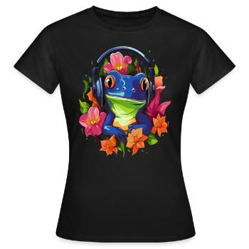 Flora Frog DJ Festival de musique électronique - T-shirt Femme - noir - Devant - AI Model Female 172 dark (172cm)