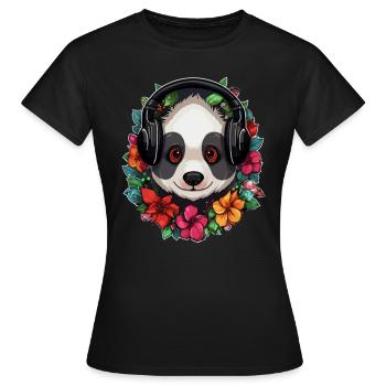 Festival EDM de musique électronique Flora Panda - T-shirt Femme - noir - Devant - AI Model Female 172 dark (172cm)