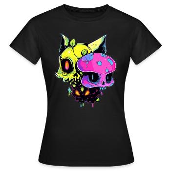 EDM Party Zombie Cat Psychedelic EDM Rave - Women's T-Shirt - black - Front - AI Model Female 172 dark (172cm)