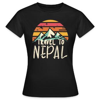 Rétro Népal Amoureux de la montagne Voyage au Népal - T-shirt Femme - noir - Devant - AI Model Female 172 dark (172cm)