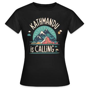 Amoureux du Népal Randonneur Katmandou appelle le Népal - T-shirt Femme - noir - Devant - AI Model Female 172 dark (172cm)