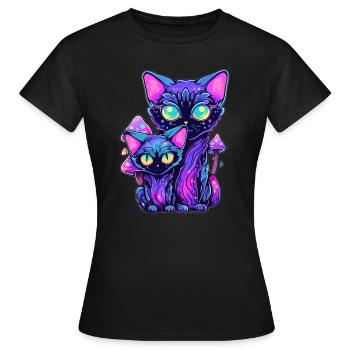Amateurs de musique électronique EDM Festival Cat - T-shirt Femme - noir - Devant - AI Model Female 172 dark (172cm)