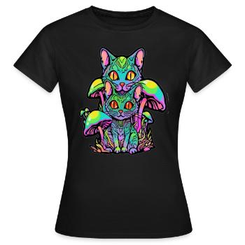 Amateur de musique électronique Trippy Cat - T-shirt Femme - noir - Devant - AI Model Female 172 dark (172cm)