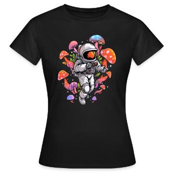 Champignon astronaute Festival de la forêt d’été EDM Rave - T-shirt Femme - noir - Devant - AI Model Female 172 dark (172cm)