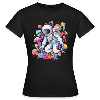 Summer EDM Festival Trippy Astronaut Rave - Women's T-Shirt - black - Front - AI Model Female 172 dark (172cm)