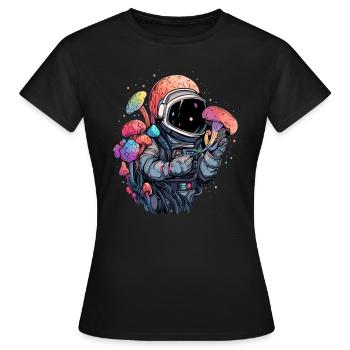 Summer Festival Psychedelic Rave Astronaut EDM DJ - Women's T-Shirt - black - Front - AI Model Female 172 dark (172cm)
