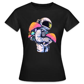 Psychedelic Summer Festival EDM Raver Astronaut - Women's T-Shirt - black - Front - AI Model Female 172 dark (172cm)